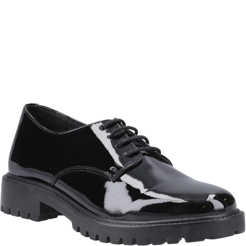 Hush Puppies Aubrey Lace Up Patent Junior School Shoes