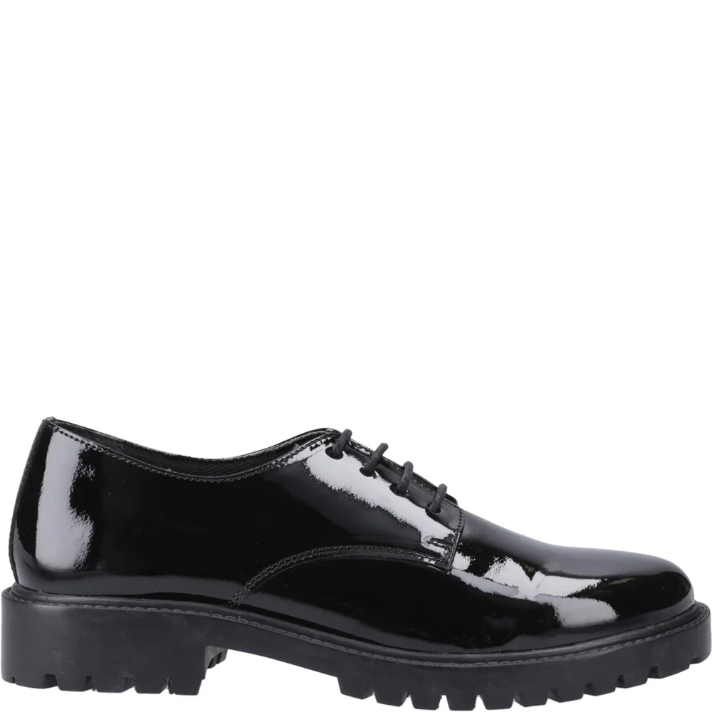 Hush Puppies Aubrey Lace Up Patent XL Senior School Shoes - Image 5