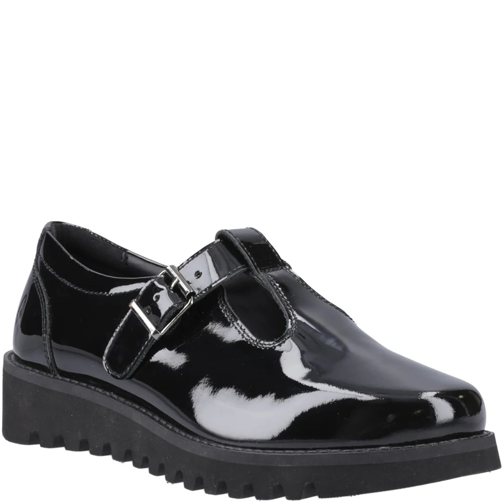 Hush Puppies Florrie T-Bar Patent XL Senior School Shoes