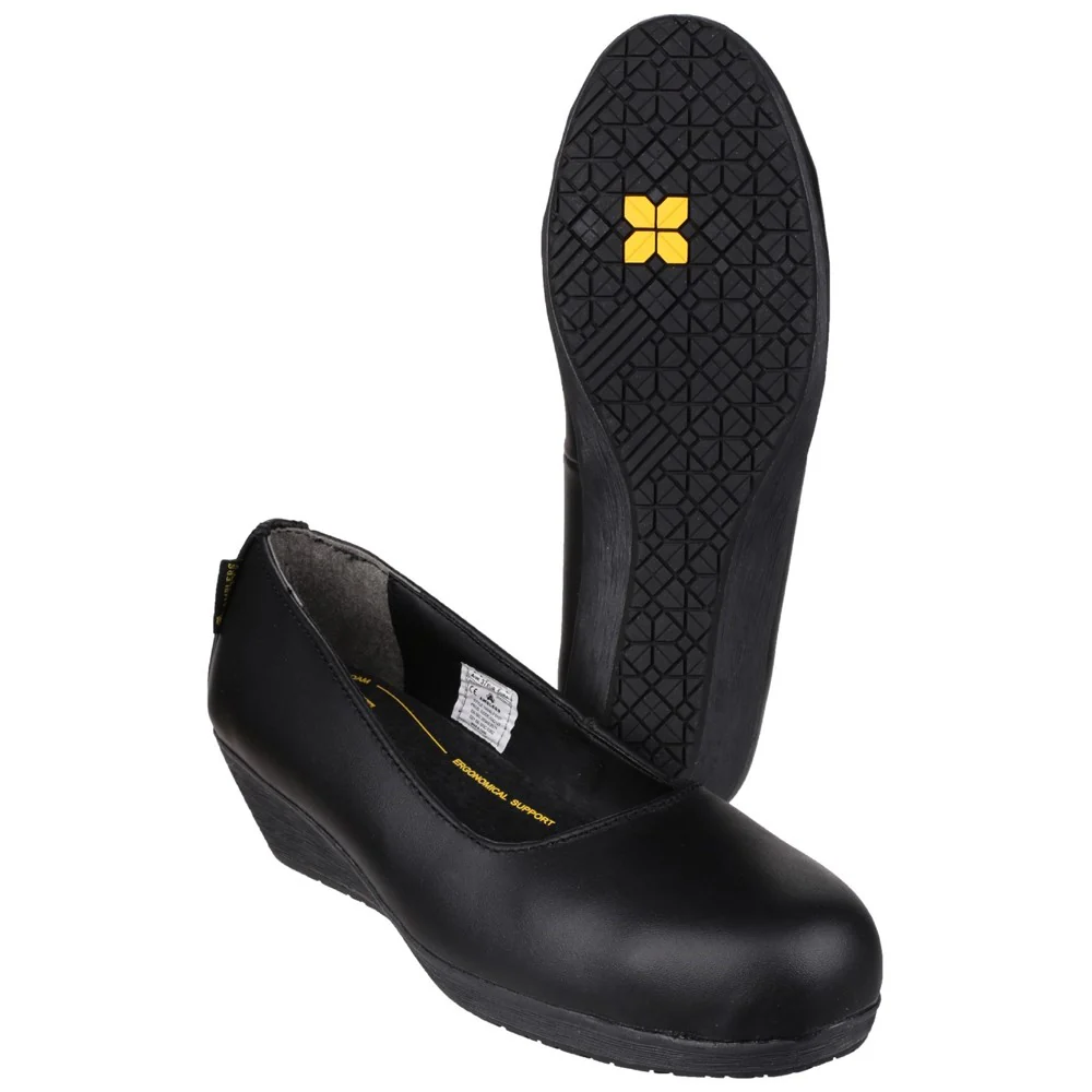 Amblers Safety FS107 Antibacterial Memory Foam Slip on Wedged Safety Court Shoe - Image 3