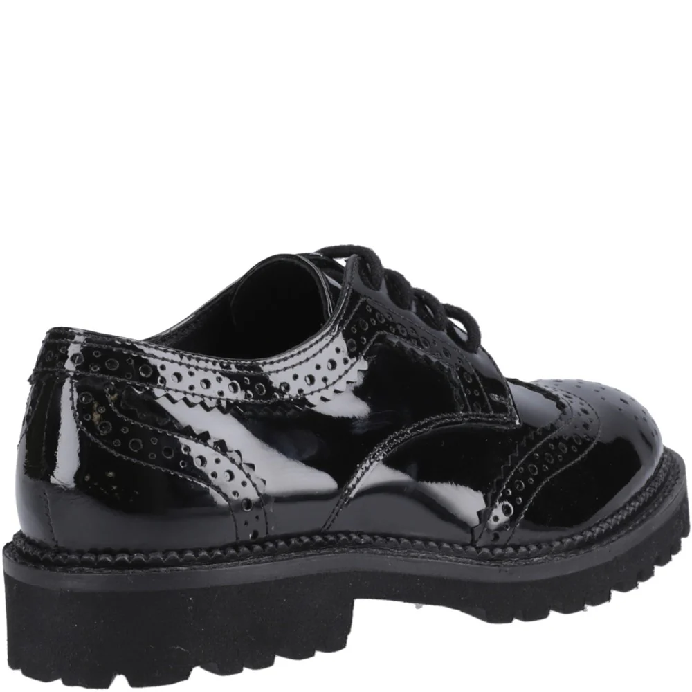 Hush Puppies Gabi Lace Up Patent Senior School Shoes - Image 2