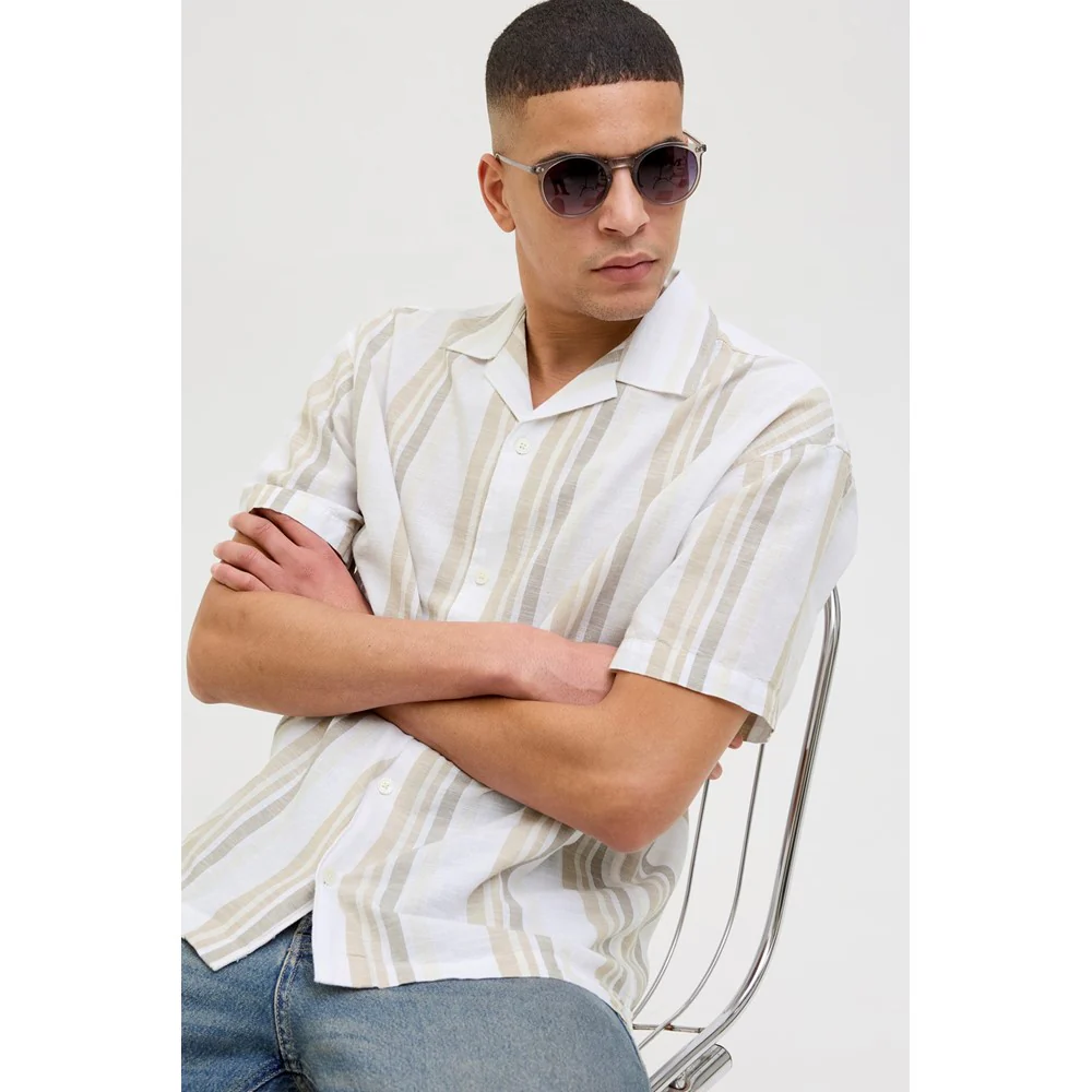 Jack & Jones Premium revere collar linen shirt - Image 5