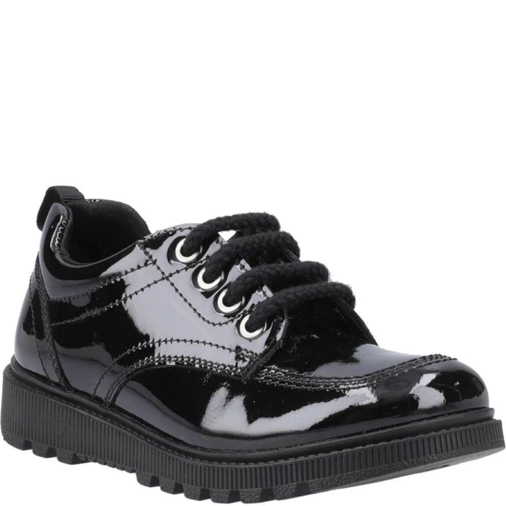 Hush Puppies Keeley Lace Up Patent Junior School Shoes