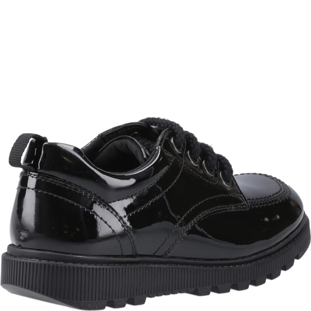 Hush Puppies Keeley Lace Up Patent Junior School Shoes - Image 2