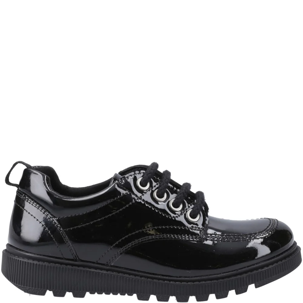 Hush Puppies Keeley Lace Up Patent Junior School Shoes - Image 5