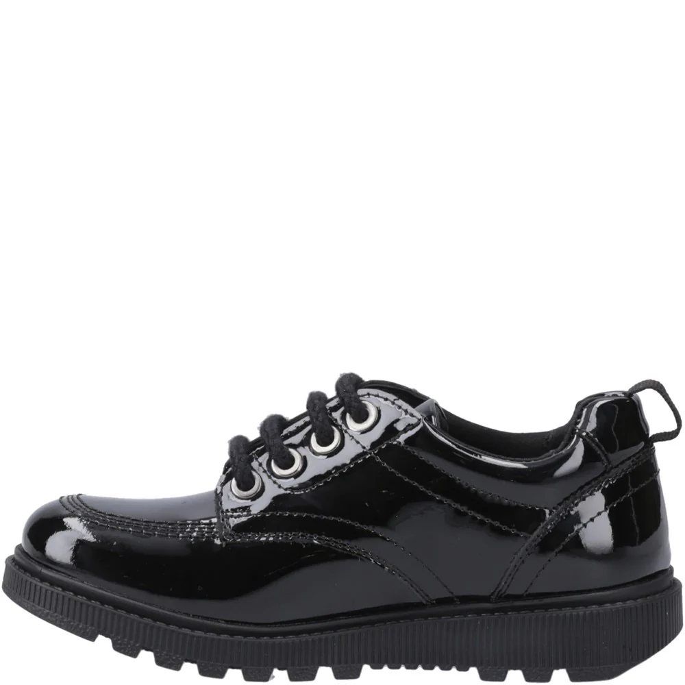 Hush Puppies Keeley Lace Up Patent Senior School Shoes - Image 4