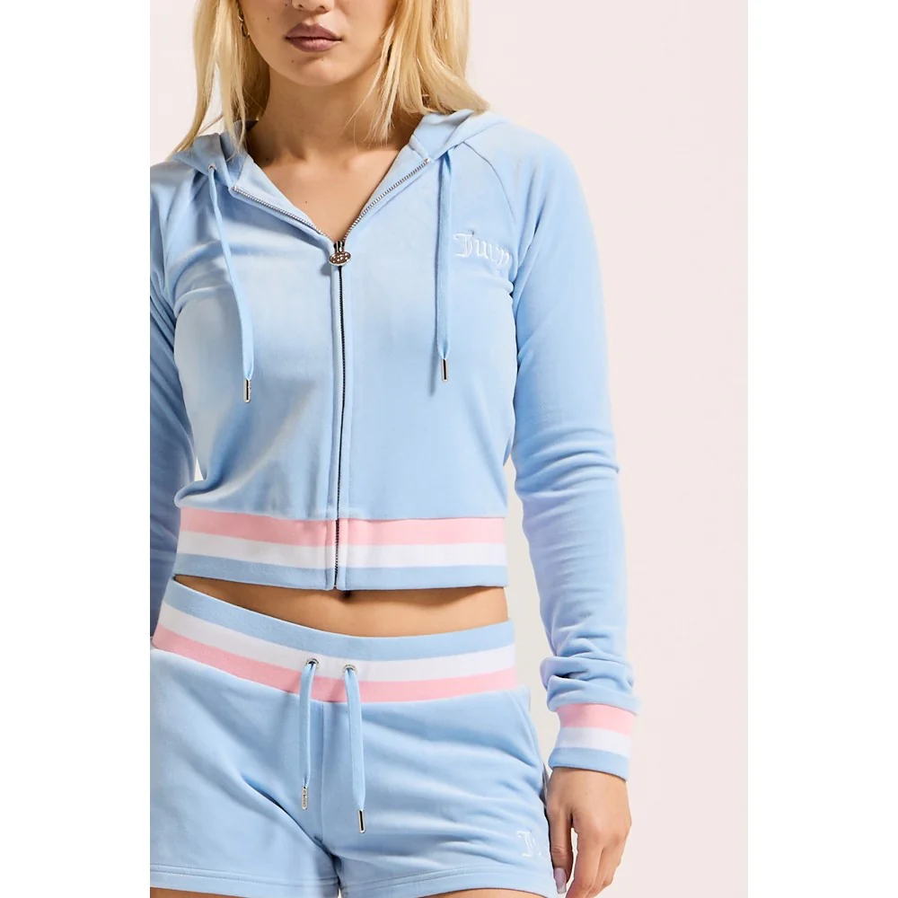 Juicy Couture Velour Cropped Stripe Hoodie - Image 5