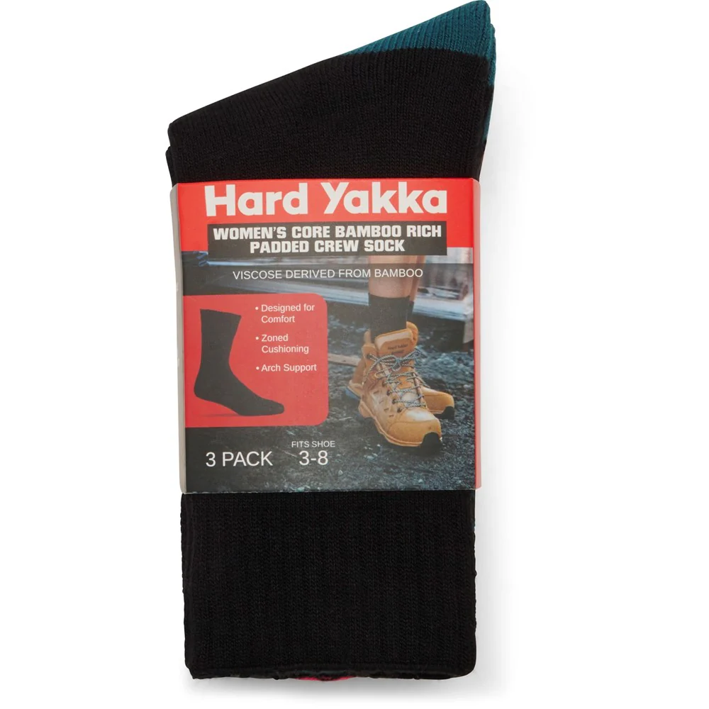 Hard Yakka Core Bamboo Rich Padded Crew Socks - 3 Pack - Image 8